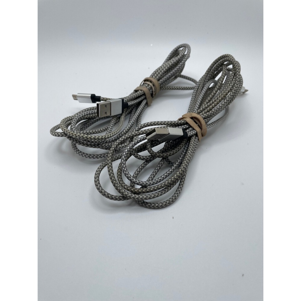 10ft USB‎ to Micro USB Braided Cables - Durable Charging Cords - Lot of 2
